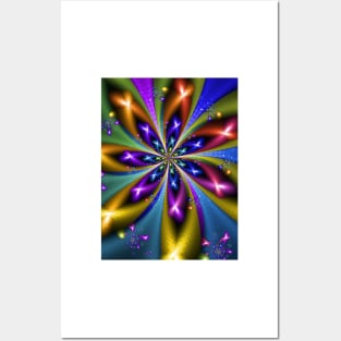 Colourful Starburst Fractal Posters and Art